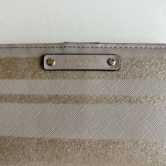 Kate Spade Grey Gold Crossgrain Leather Wallet - Picture 3 of 13